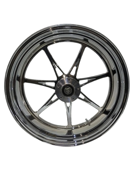 Chrome Solis lightweight billet wheel on Harley-Davidson fat tire kit in Canada (dual disc)