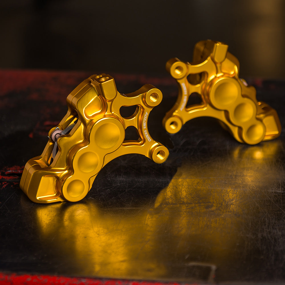 6-PISTON DIFFERENTIAL BORE BRAKE CALIPERS, 14" GOLD