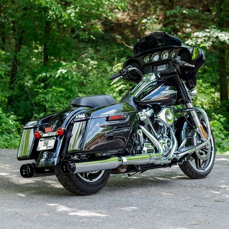 Mk45 TOURING MUFFLER for M8 TOURING MODELS—Chrome with Black Thruster End Cap