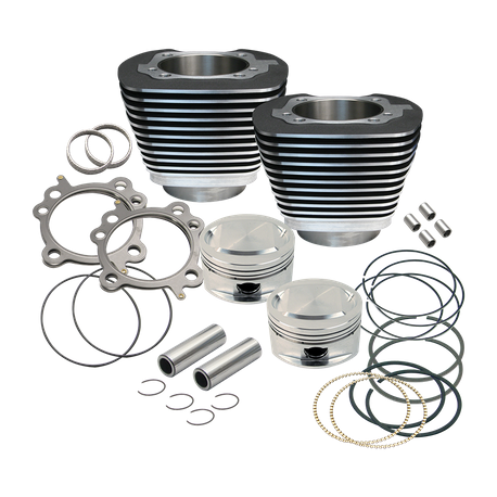 Replacement 3-7/8" Bore Cylinder & Piston Kit For S&S 95" Big Bore Kits For 1999-'06 Big Twins - Wrinkle Black Power Coat Finish