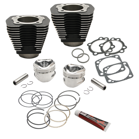 96" 3 5/8" Sidewinder® Big Bore Cylinder and Piston Kit for S&S V96 Engines and 1984-'99 HD® Big Twins with S&S Super Stock® Cylinder Heads -Wrinkle Black Finish