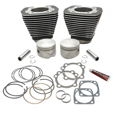 89" 3-1/2" Bore Cylinder and Piston Kit For 1984-'99 Big Twins With Stock Cylinder heads and 4-5/8" Stroke Flywheels - Wrinkle Black Finish