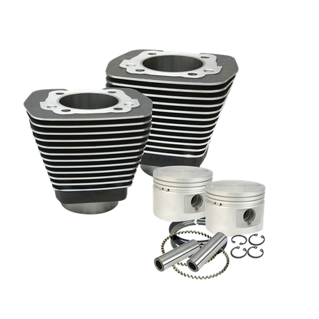 3-1/2" Bore Cylinder & Piston Kit For 1984-'99 Big Twins With Stock Or S&S Performance Replacment Cylinder Heads - Wrinkle Black Finish