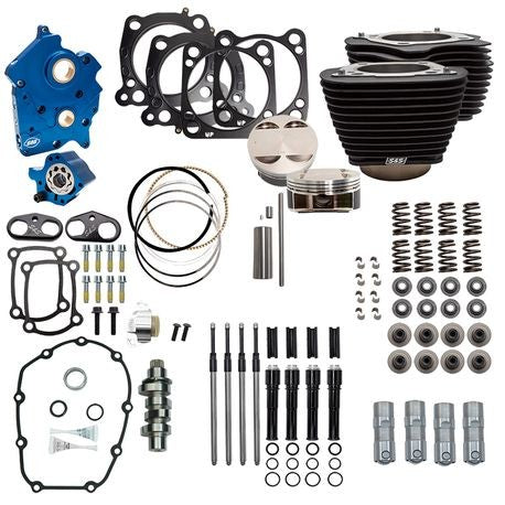 Power Package - 124" CI Oil Cooled, Chain Drive with Non-Highlighted Fins and Black Pushrod tubes for 107" M8