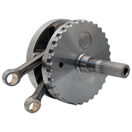 S&S® 4-3/8" Stroke Flywheel Assembly W/Sprocket Shaft Bearing Race For 2007-'16 Internally Balanced HD® Big Twins Using Performance Pistons