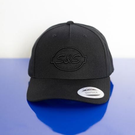S&S® Cycle Black on Black Classic 5-Panel Premium Curved Visor Snapback