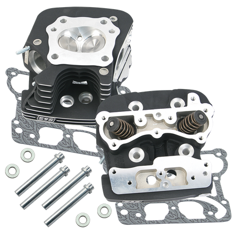 S&S® Super Stock® 79cc Cylinder Head Kit For 1999-'05 HD® Big Twins - Wrinkle Black Powder Coat Finish