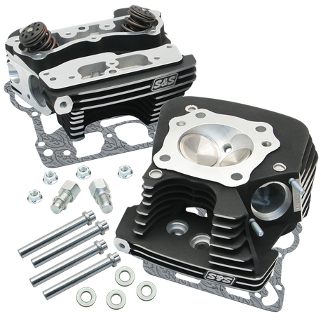 S&S® Super Stock® 89cc Cylinder Head Kit For 2006-'16 HD® Big Twins - Wrinkle Black Powder Coat Finish