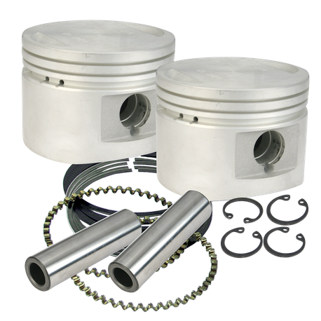 S&S® 80" Cast Flat-Topped Replacement Piston Kits For 1984-'99 HD® Big Twins W/ Stock Heads or S&S Performance Replacement Heads - .020"