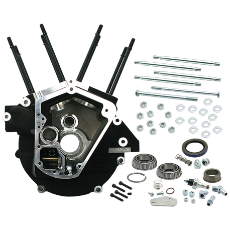 Super Stock® Alternator Style Crankcase for 1992-'99 Big Twins with 3-5/8" Bore - Wrinkle Black