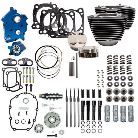 Power Package - 124" CI Water Cooled, Gear Drive with Highlighted Fins and Black Pushrod tubes for 107" M8