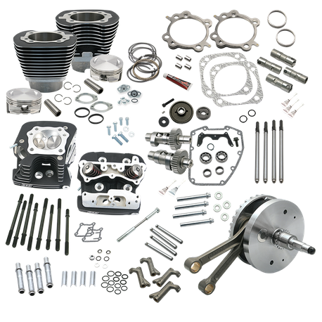 124" Hot Set Up Kit® With S&S Cylinder Heads For 2000-'06 HD® Balanced Big Twins - Wrinkle Black