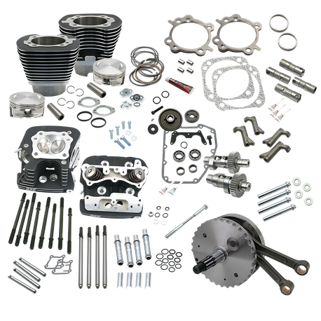 124" Hot Set Up Kit® With S&S Cylinder Heads For 1999-'06 HD® Non-Balanced Big Twins (Except 2006 HD® Dyna® Models) - Wrinkle Black