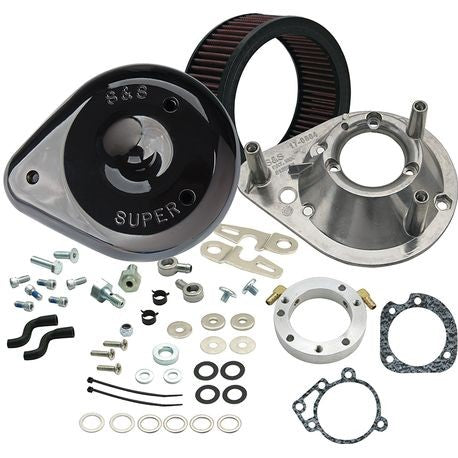 S&S® Teardrop Air Cleaner Kit for 2008-'16 HD® Touring Stock-Bore Throttle By Wire and 2016-17 Softail® (except Tri-Glide® & CVO®) Models - Gloss Black