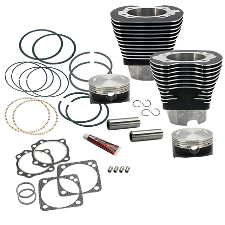 4 1/8" Bore Cylinder & Piston Kit For S&S V117 Engines For 1984-99 Big Twins - Wrinkle Black Powder Coat Finish