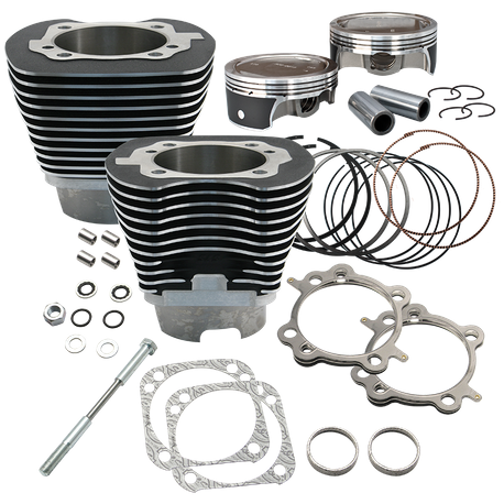 124" Low Compression 4-1/8" Big Bore Kit for 2007-'16 Big Twins - Wrinkle Black FInish