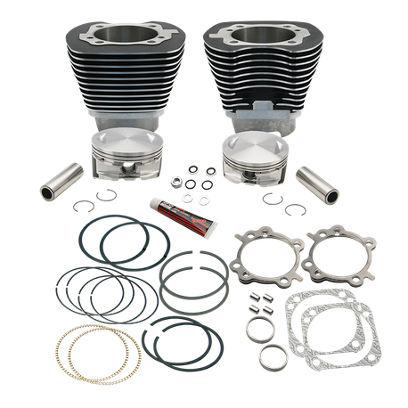 4 1/8" Bore Cylinder & Pistons Kit for 124" Hot Set Up KIt® For 1999-'06 with 89cc or 91cc Heads - Black Wrinkle Powder Coat Finish