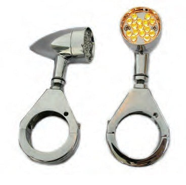 8-346 LED TURN SIGNAL KITS - TURNSIGNAL W/CLAMP KIT - Amber LED turnsignal, w/41mm clamp kit.