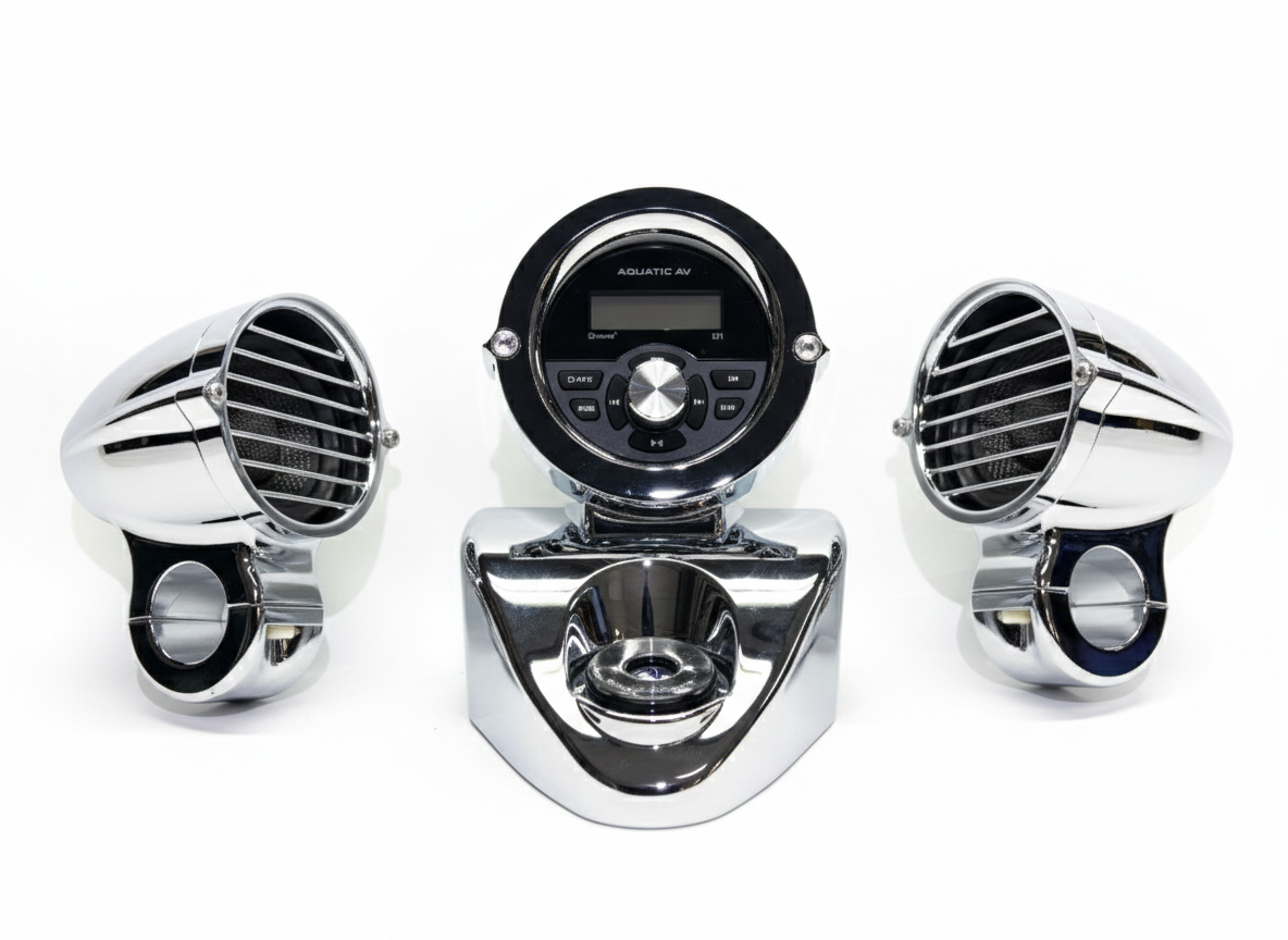 Road King Chrome Aquatic AV Stereo Kit