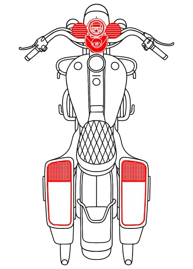 Havoc Roar Stereo HRS-624.4 SB BADDAD Handlebars and Lids Four Speaker Stereo System for Harley-Davidson Road King