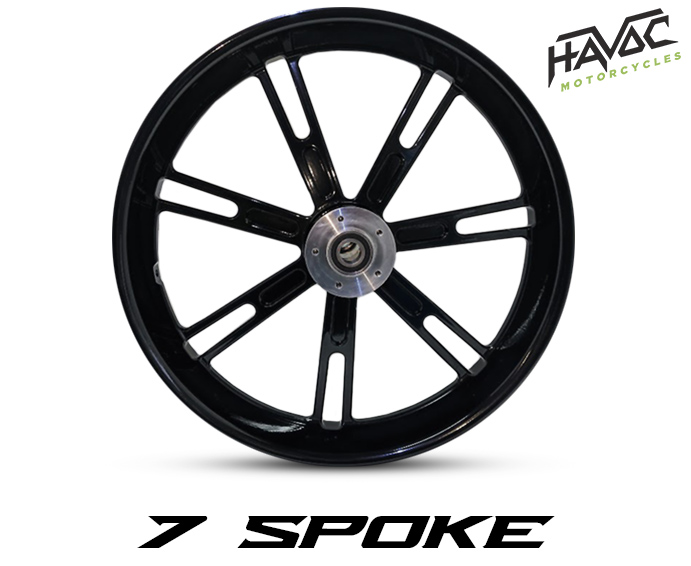 7 Spoke Billet 21x3.5 Dual Disc Black Front Wheel for Harley-Davidson Touring Models 2008-2023, With ABS