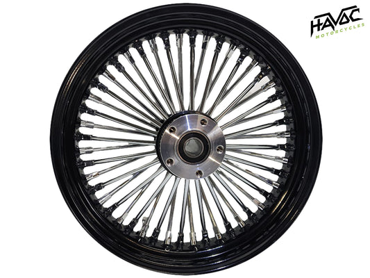 Fat Spoke Wheel, 18 x 3.5 Rear Wheel, Black and Chrome, Harley FLST Softail Heritage, Fat Boy, Deluxe 2008-2017, ABS