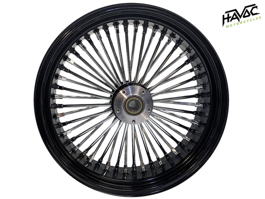 Fat Spoke Wheel, 18x5.5 Dual Disc Front, Black and Chrome, for 2008-2023 Touring Models with ABS