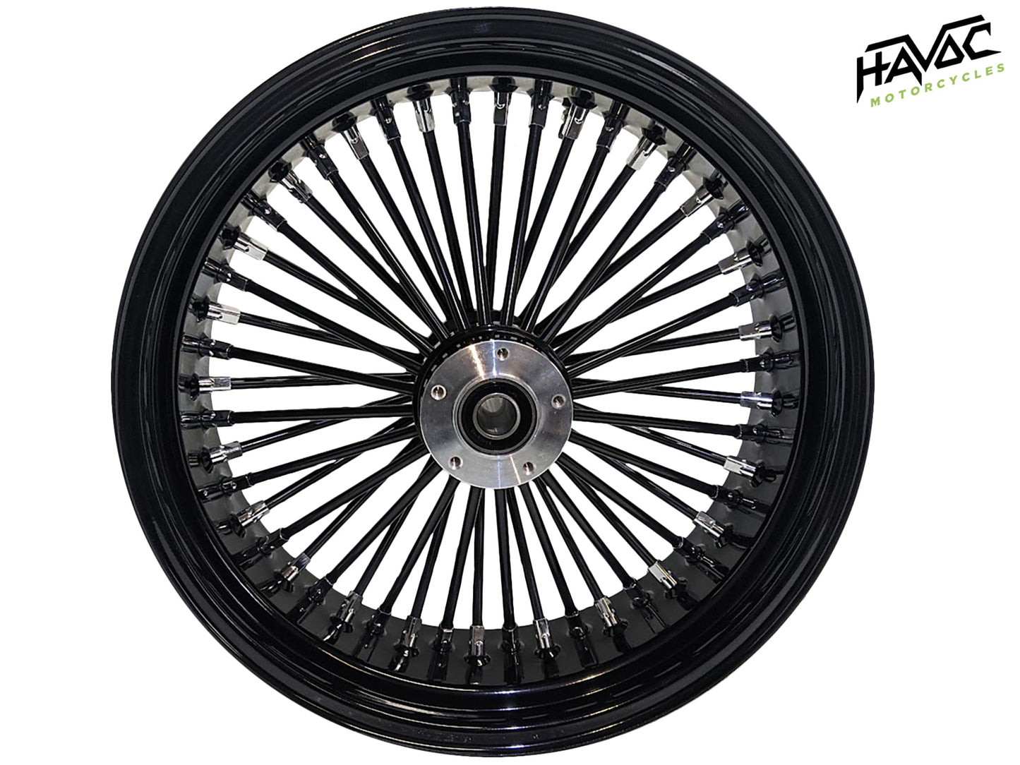Fat Spoke Wheel, 18x5.5 Dual Disc Front, Black and Chrome, for 2008-2023 Touring Models without ABS