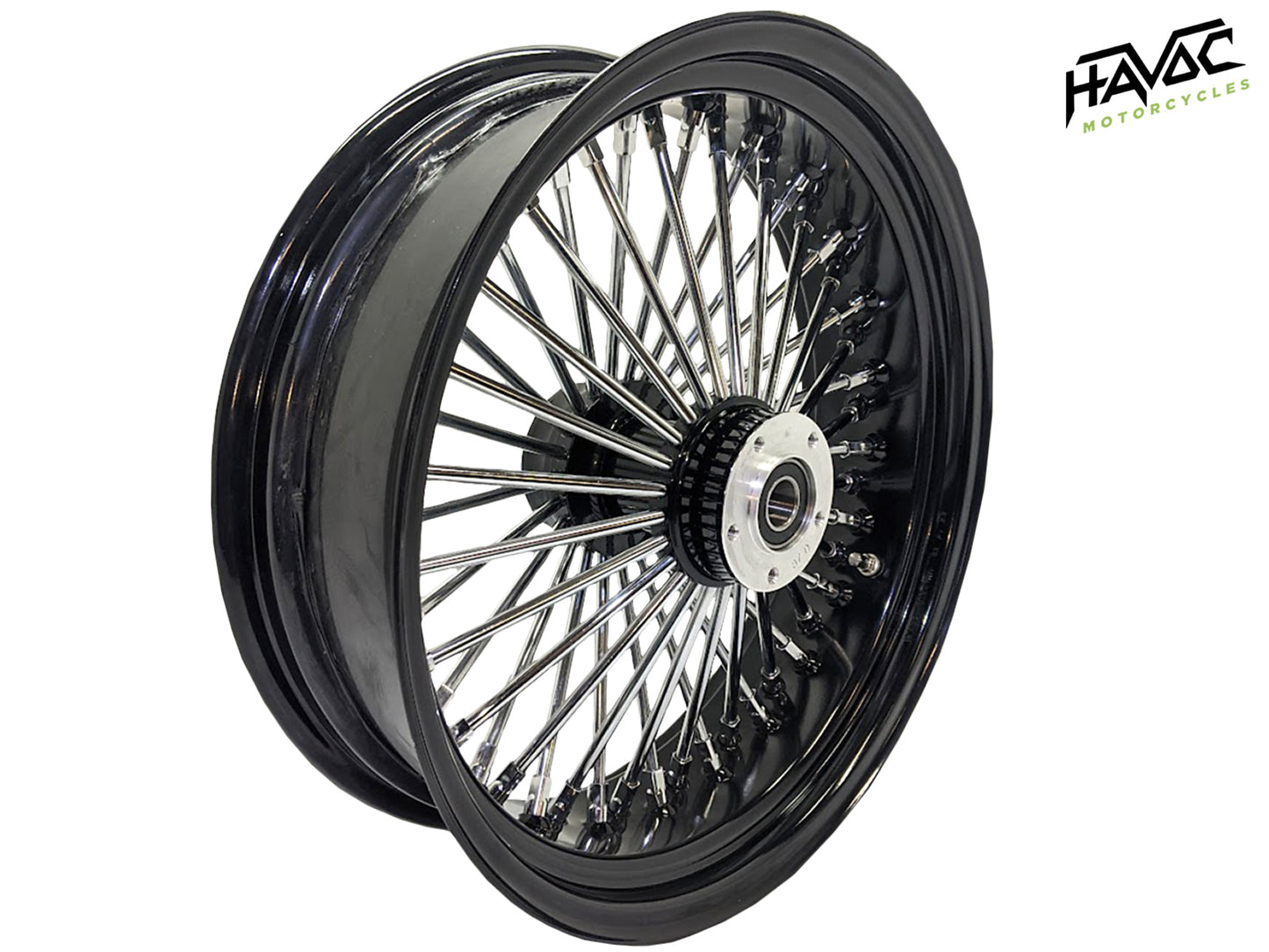 Fat Spoke Wheel, 18x5.5 Dual Disc Front, Black and Chrome, for 2008-2023 Touring Models with ABS