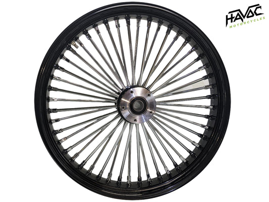 Fat Spoke 21 x 3.5 Dual Disc Front, Black and Chrome, for 2008-2023 Touring Models without ABS