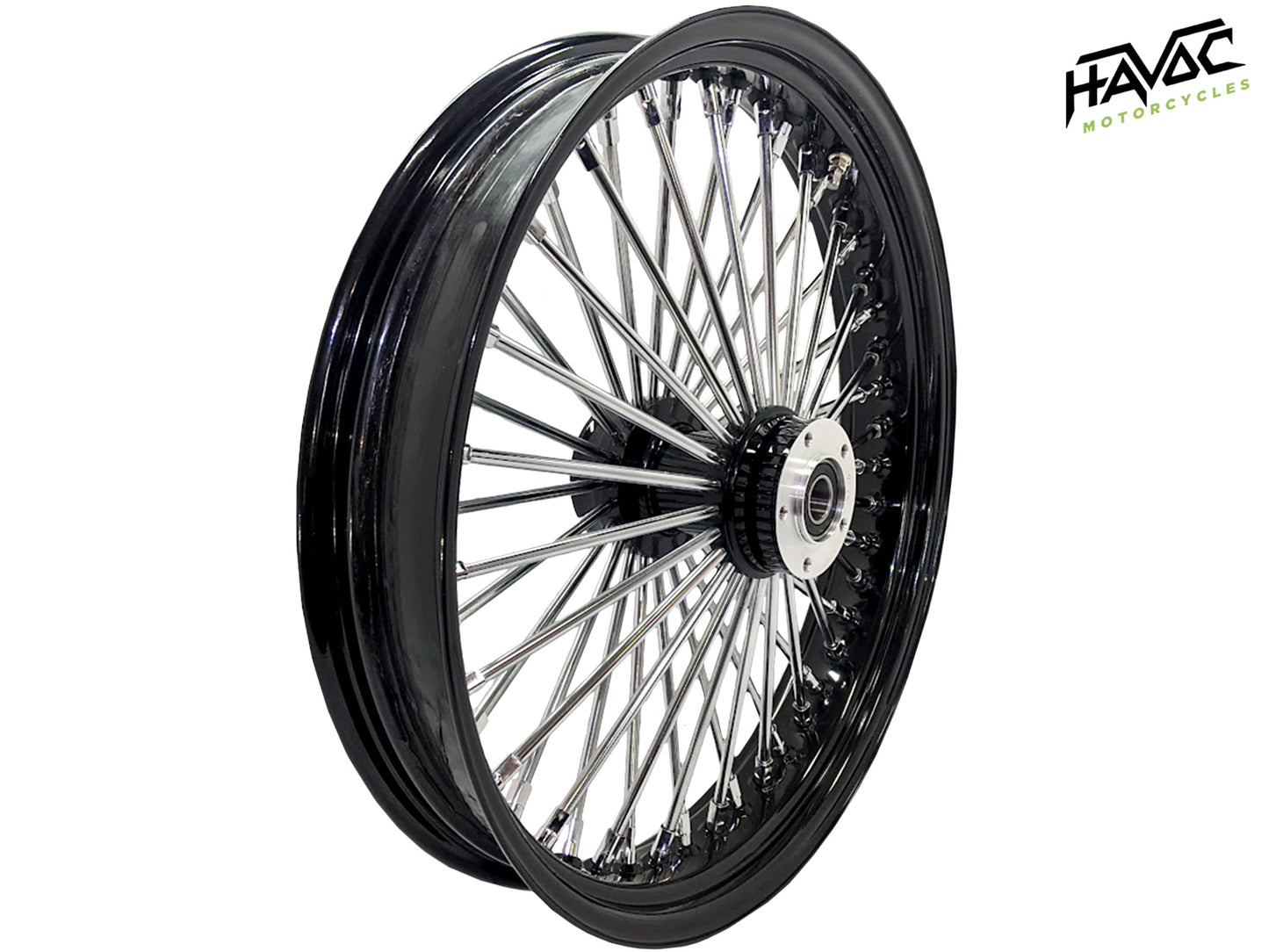 Fat Spoke 21 x 3.5 Dual Disc Front, Black and Chrome, for 2008-2023 Touring Models without ABS