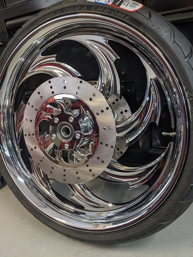 CLEARANCE Wheel Package 23 x 3.75 Assault Chrome with Tire and Rotors