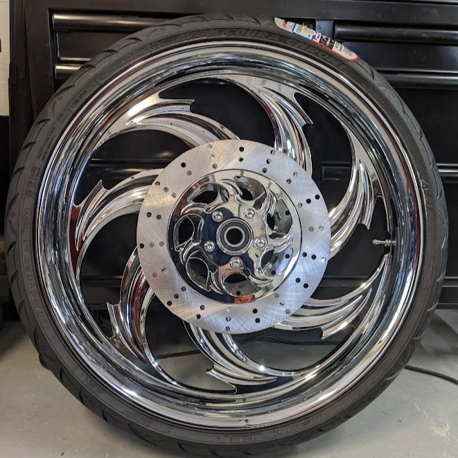 CLEARANCE Wheel Package 23 x 3.75 Assault Chrome with Tire and Rotors