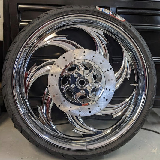 CLEARANCE Wheel Package 23 x 3.75 Assault Chrome with Tire and Rotors