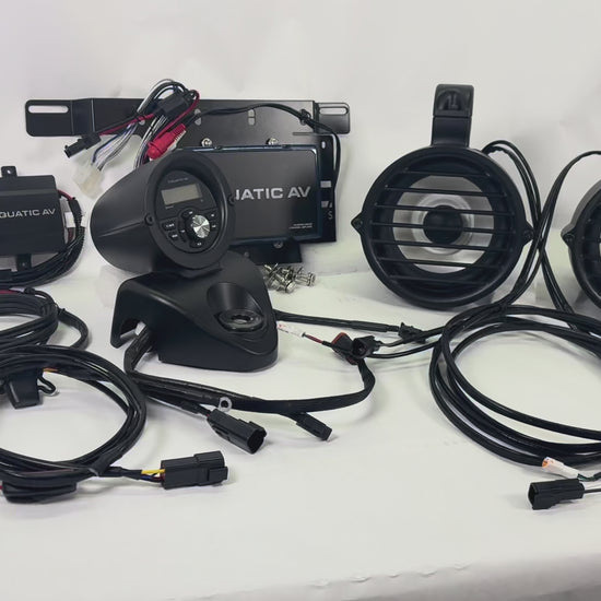 Havoc Motorcycles complete stereo system for Harley-Davidson Road King motorcycles in black