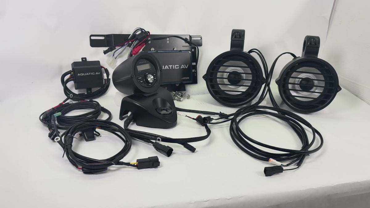 Havoc Motorcycles complete stereo system for Harley-Davidson Road King motorcycles in black
