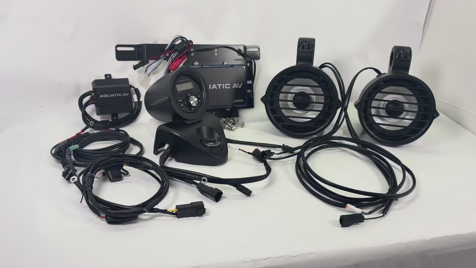 Havoc Motorcycles complete stereo system for Harley-Davidson Road King motorcycles in black