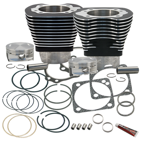 4 1/8" Bore Cylinder & Pistons Kit for S&S V124 Engines For 1984-'99 Big Twins - Wrinkle Black Finish