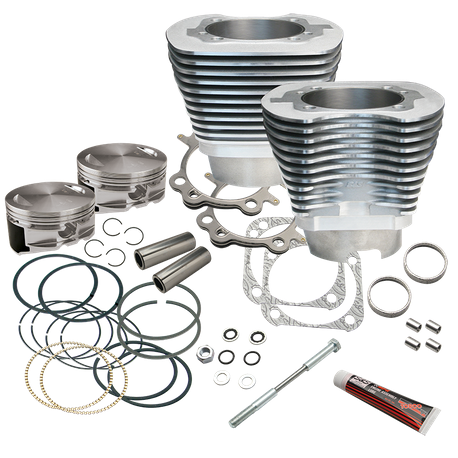 4 1/8" Bore Cylinder and Piston Kit for 124" Hot Set Up Kit® with S&S Heads For 1999-'06 big twins - Silver Powder Coat FInish