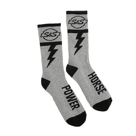 S&S® Cycle Horsepower Gray/Black Crew Sock