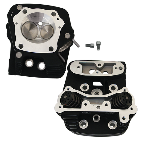 Super Stock® Cylinder Head Kit For S&S® 4" Bore V107 and V113 Engines For 1984-'99 HD® Big Twins - Wrinkle Black Powder Coat Finish