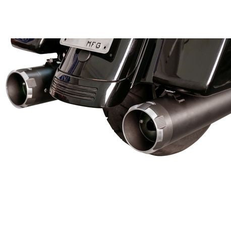 Mk45 EC Slip-Ons for 2017-20 M8 Touring models, Black with Highlight Machined Thruster end cap