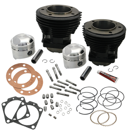 74" 3-7/16" Bore Cylinder and High Compression Piston Kit for 1966-'78 74" HD® Big Twins - Gloss Black Finish