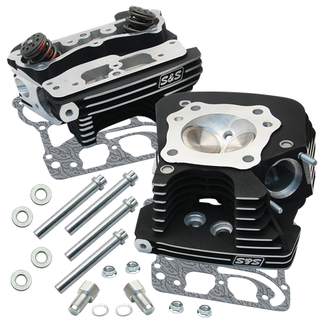 S&S® Super Stock® 89cc Cylinder Head Kit For 1999-'05 HD® Big Twins - Black Wrinkle Powder Coat Finish