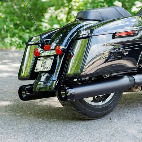 Mk45 TOURING MUFFLER for M8 TOURING MODELS—Black with Black Thruster End Cap