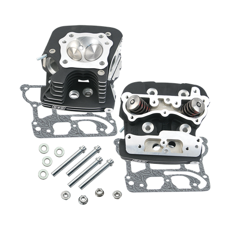 S&S® Super Stock® 91cc Cylinder Heads For For S&S® T124 T2 Long Block Engines and 2006 HD® Dyna® Models and All 2007-'16 Models With S&S® 124" Hot Set Up Kit - Wrinkle Black Powder Coat Fin