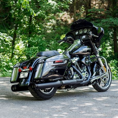 Mk45 TOURING MUFFLER for M8 TOURING MODELS—Black with Black Thruster End Cap