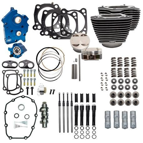Power Package - 124" CI Oil Cooled, Chain Drive with Highlighted Fins and Black Pushrod tubes for 107" M8