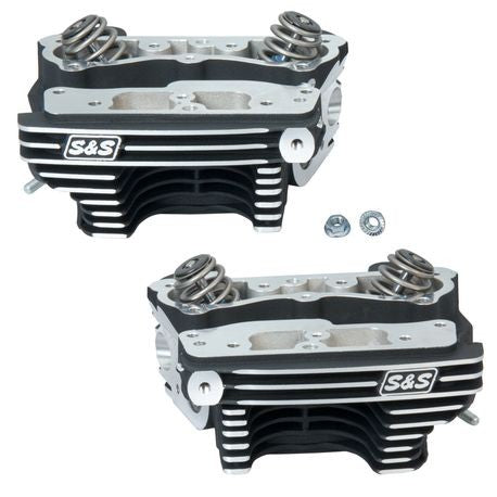S&S® Super Stock® Cylinder Heads For S&S® 4-1/8" V-Series Engines For 1984-'99 - Wrinkle Black Powder Coat Finish