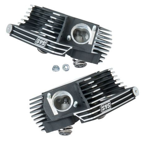 S&S® Super Stock® Cylinder Heads For S&S® 4-1/8" V-Series Engines For 1984-'99 - Wrinkle Black Powder Coat Finish